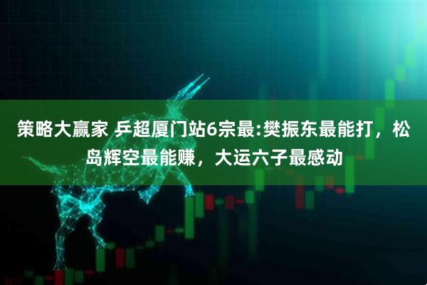 策略大赢家 乒超厦门站6宗最:樊振东最能打，松岛辉空最能赚，大运六子最感动