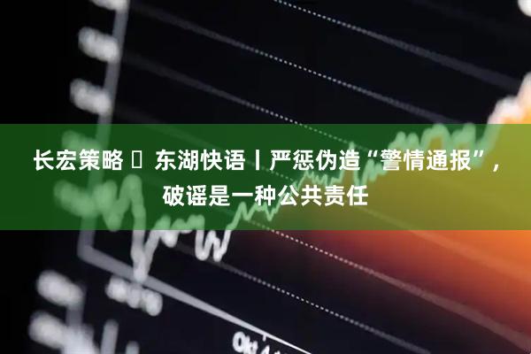 长宏策略 ​东湖快语丨严惩伪造“警情通报”，破谣是一种公共责任
